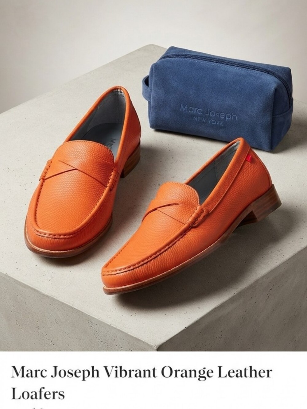 Marc Joseph Vibrant Orange Leather Loafers